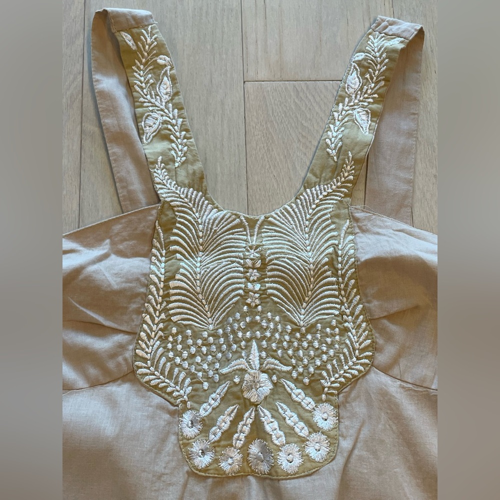 Embroidered Tan Slip Dress Size S - Picture 3 of 6